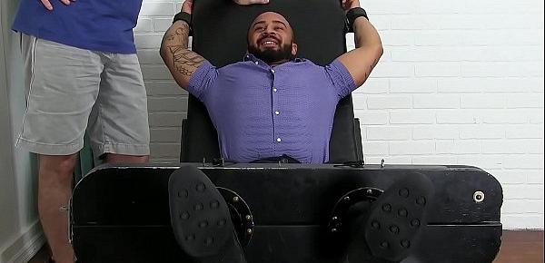  Damian Taylor is bound to the torture bed and gets tickled